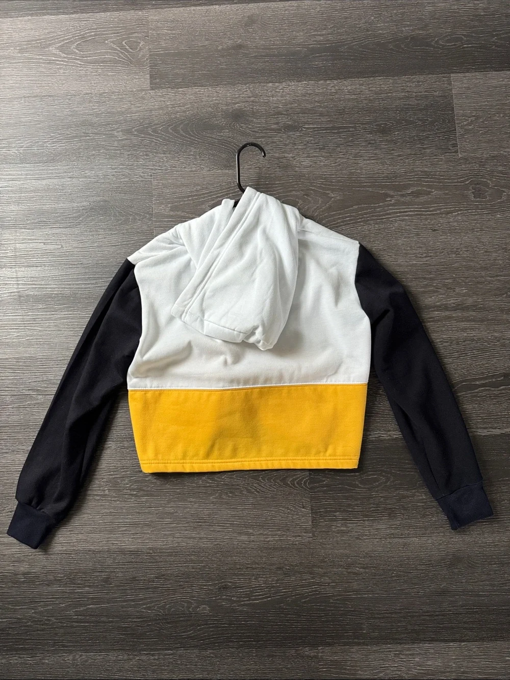 Corona Women’s Cropped Colorblock Hoodie - White, Black & Yellow